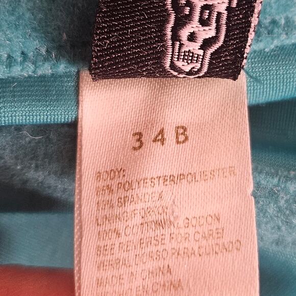 VTG Y2K Morbid Threads Teal/Black Corset Top, size 34B - Picture 7 of 7